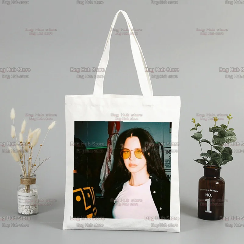 Lana Del Rey Print Canvas Bag para Mulher, Harajuku College Shopping Bag, Shoulder Bags, Cartoon, Hip Hop