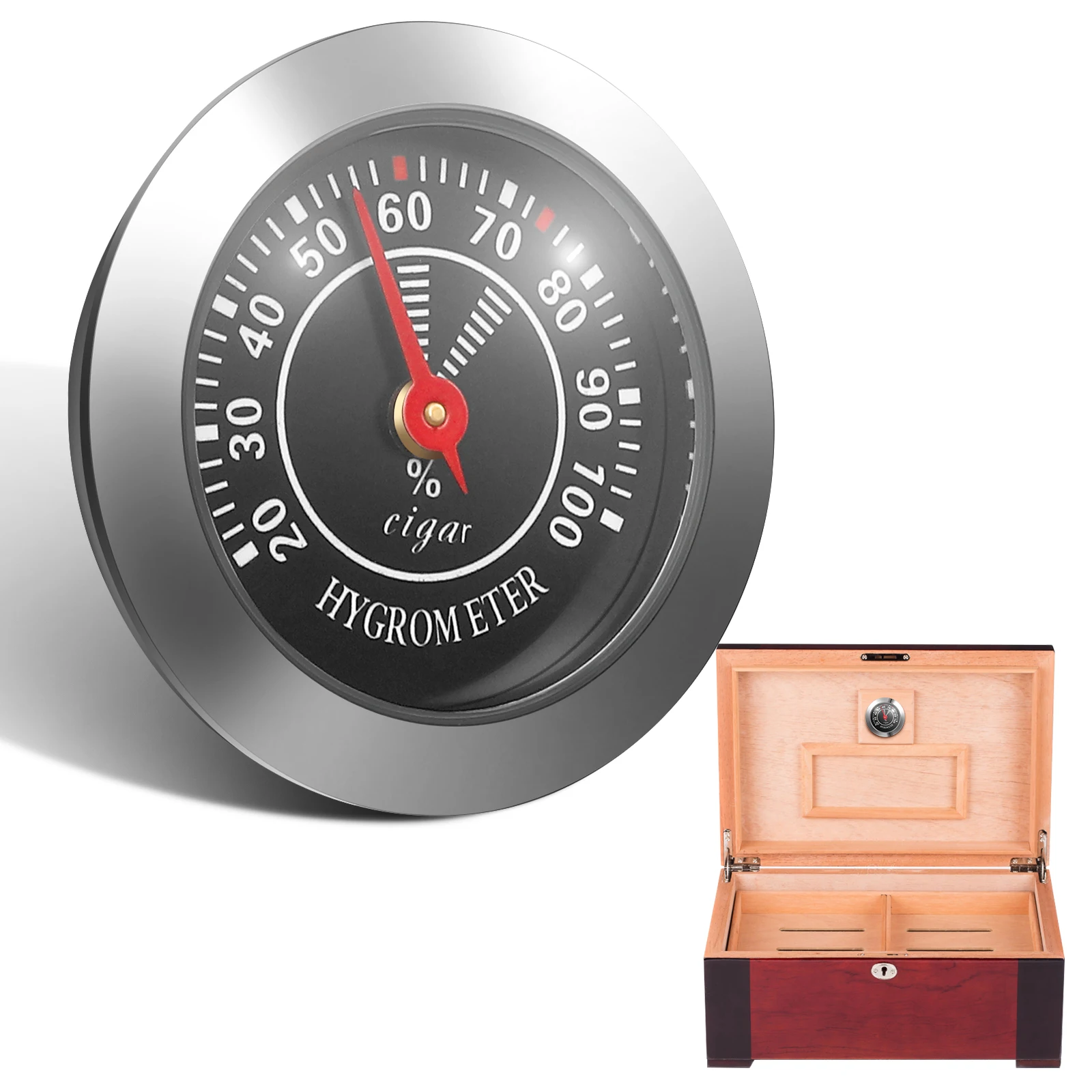 

Cigar Humidor Hygrometer Round Analog Mechanical Portable Durable High Precision Multi Functional Indoor Humidity Monitor