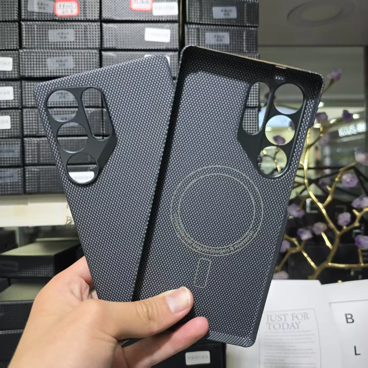 Włókno węglowe do Samsung Galaxy S25 Ultra Kevlar Case Magnetyczne włókno aramidowe Anti Fingerprint Shockproof Pokrowiec na telefon ForMagsafe — zdjęcie produktu 6