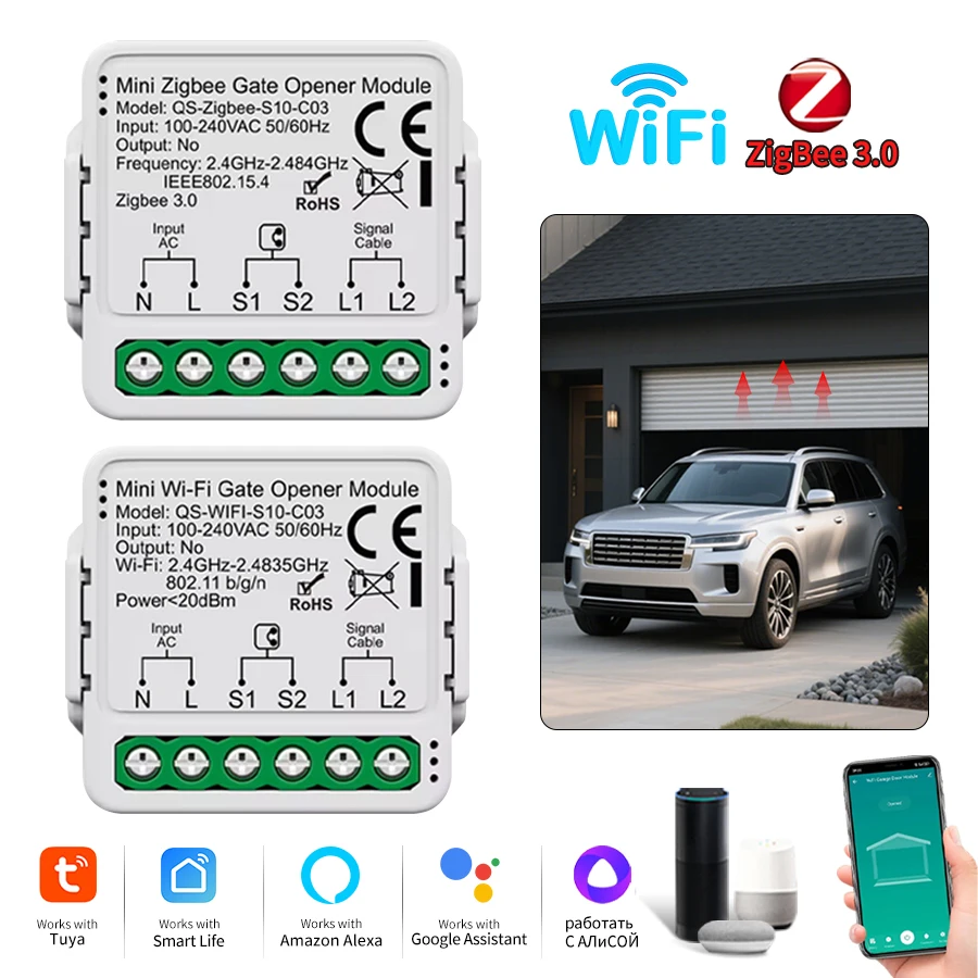 

Tuya WiFi Zigbee контроллер открывания гаражных ворот модуль переключателя умного дома удаленное голосовое управление с Smart Life Alexa Google Home