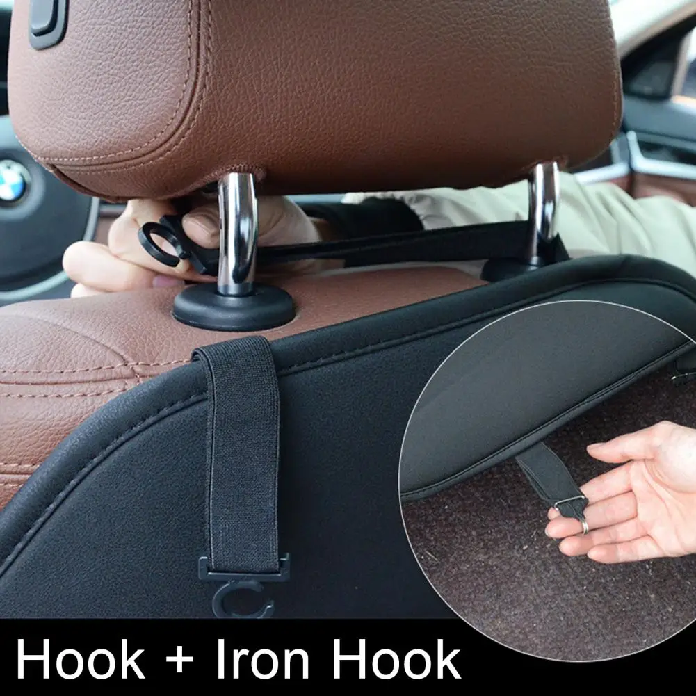 Oil-proof Car Seat Protector 2pcs Car Back Seat Protectors Waterproof Faux Leather Kick Mats with Front Seat Storage Organizers