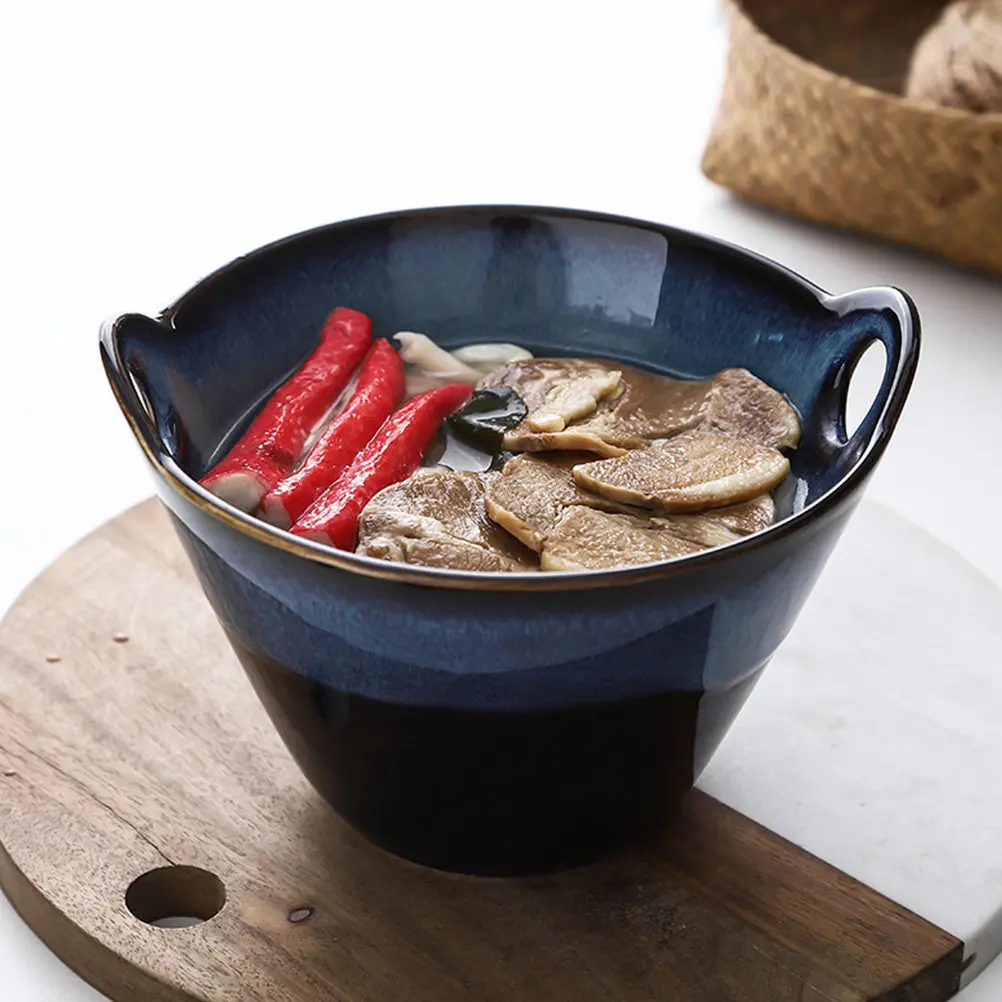 

Керамическая миска для рамена в японском стиле, 1 шт., с широким горлышком, легкая, для лапши, супа, салата, риса, с держателем для палочек