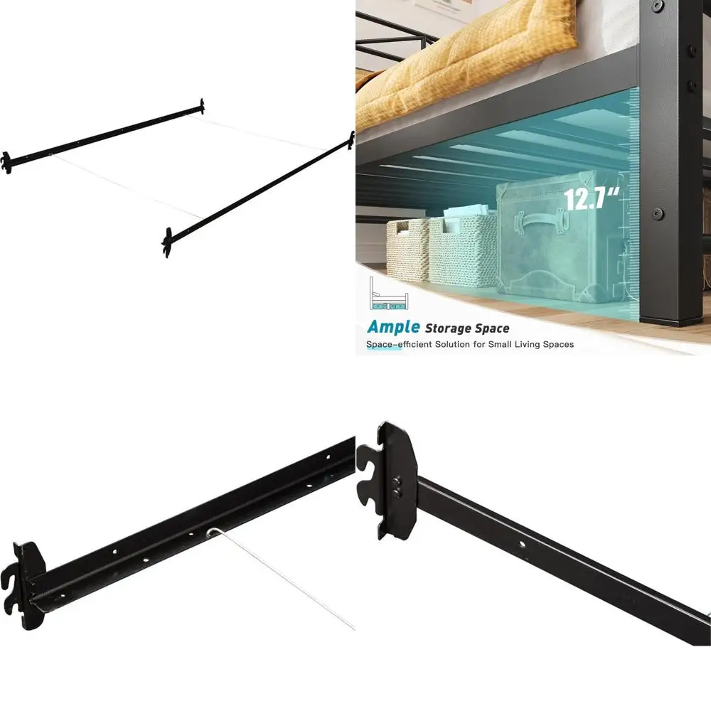 

Modern Stainless Steel Hook-On Bed Rails for Easy Assembly, Suitable for Twin/Full-Size Beds in Coffee Finish with Brackets for