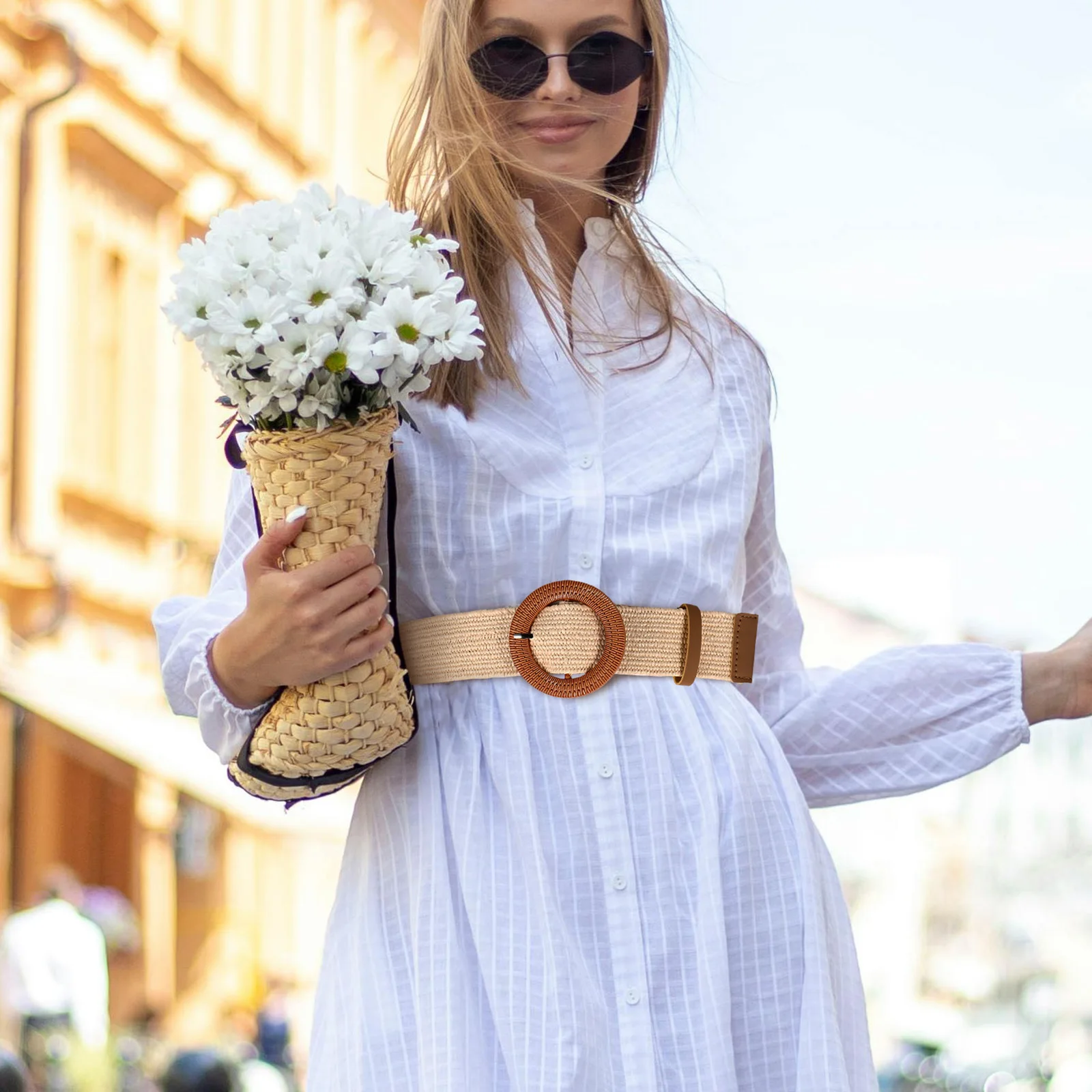 

3 pcs Braided Belt Wide Woven Women's Boho Waist Belts for Dresses Plastic Craft Weave Long Durable Stylish Classic