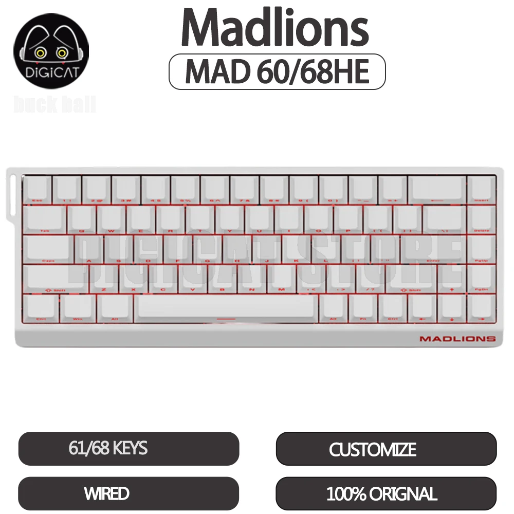

Madlion Mad60 He Клавиатура с магнитным переключателем 8k Механическая клавиатура Rgb Mad68 Клавиатура на заказ Valorant Gamer Аксессуары для клавиатуры