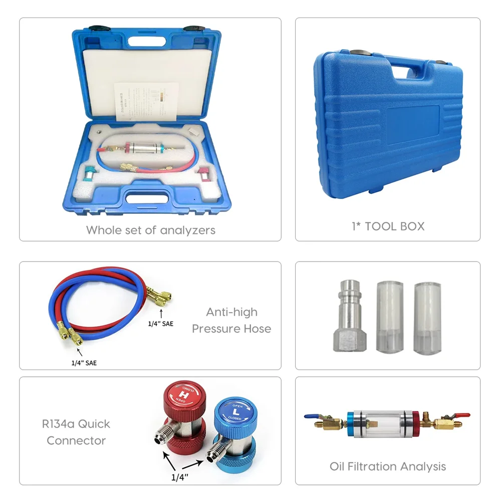 

Автомобильный анализатор масла хладагента для кондиционирования воздуха, автомобильная система кондиционера, компрессорный масляный фильтр, инструмент для проверки наполнителя масла хладагента
