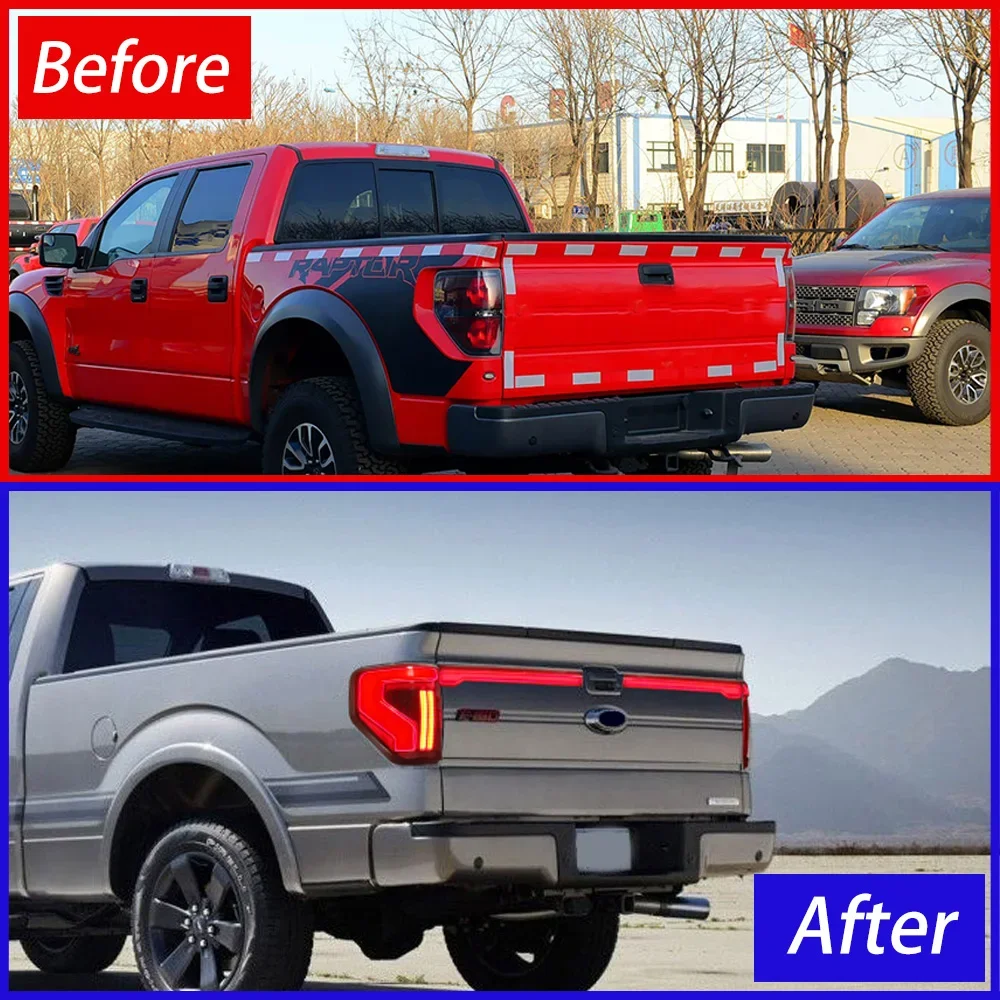 

For Ford Raptor F150 2008-2014 Auto Taillights Assembly Upgrade Startup Effect LED Through Taillights Car Tools Accessories