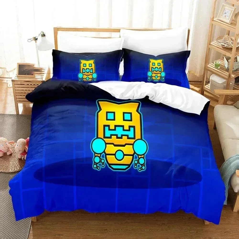 

3D Print Cartoon Game Geometry Dash Bedding Set Duvet Cover Bed Set Quilt Cover Pillowcase Comforter King Queen Size Quilt Cover