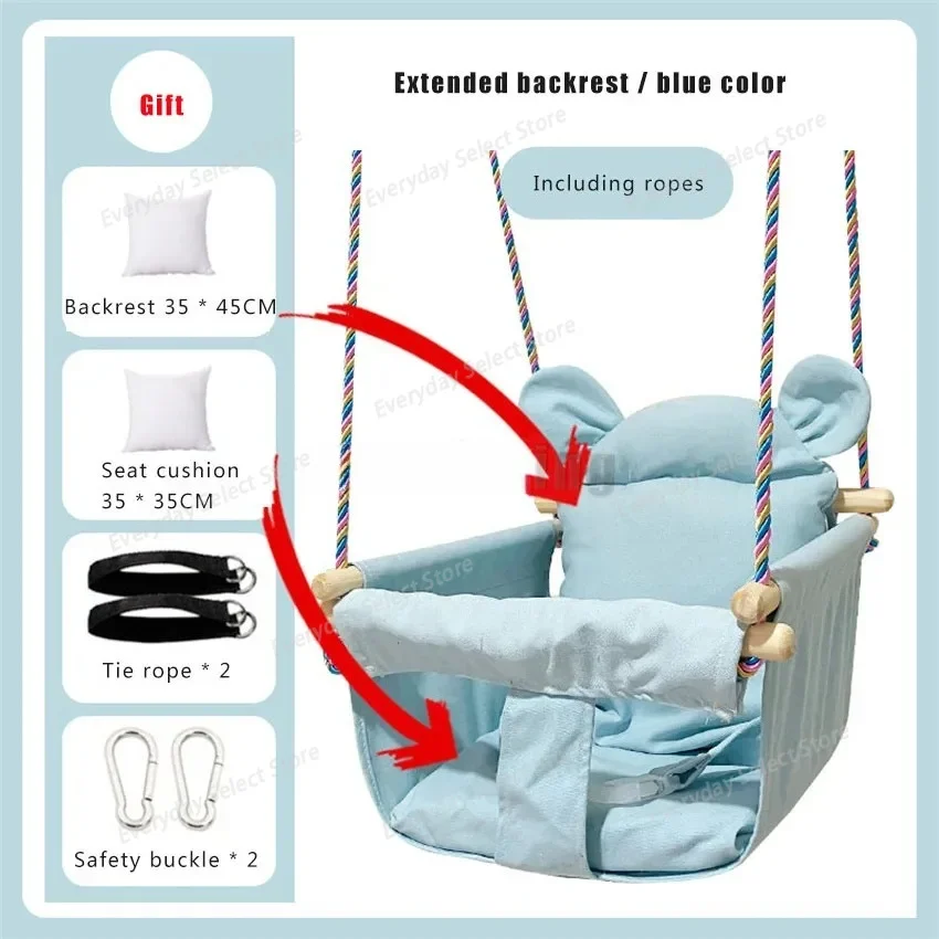 Portable Kids Swing Ceiling Suspended Chair With Seat Cushion Kids Baby Children's  Hammock with Safety Belt For Kids Babies