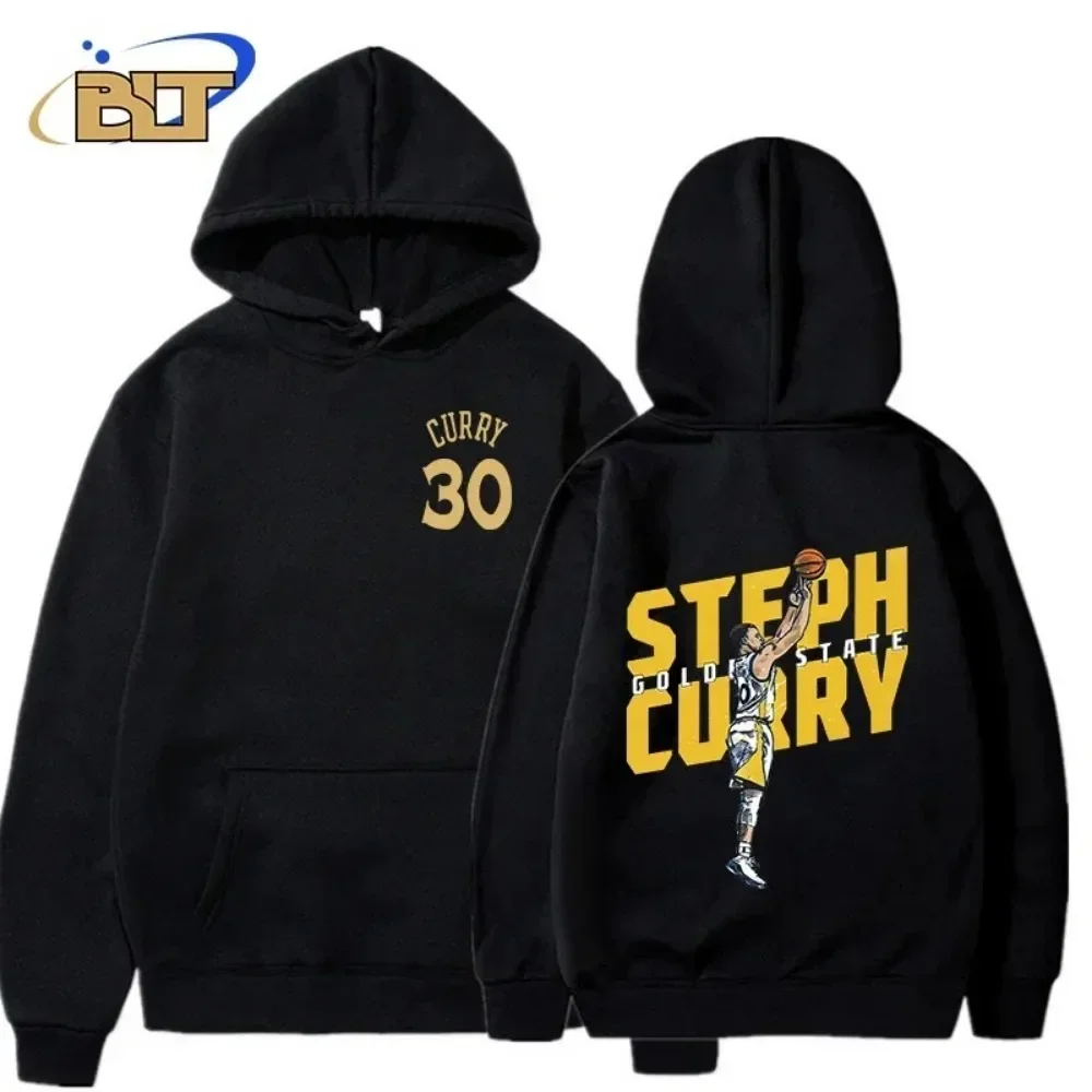 Stephen Curry Adult Hoodie Plus Velvet Sports Sweatshirt Loose Large Size Tops for Men and Women Suitable for Fan Clothing