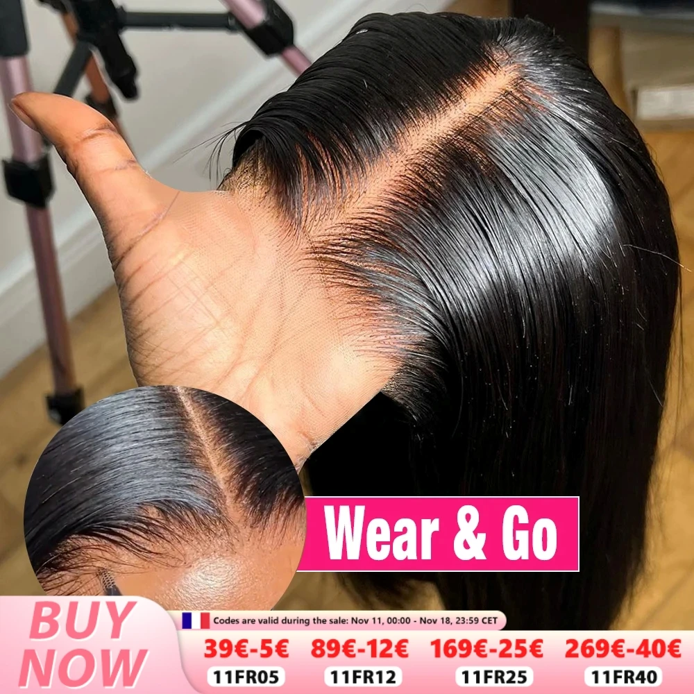 Miniask Brazilian Glueless Lace Closure Wig Natural Hair Straight 5X5 6X4 Wear Matches Go 9X6 7X5 Pre-Plucked Hairline Wig