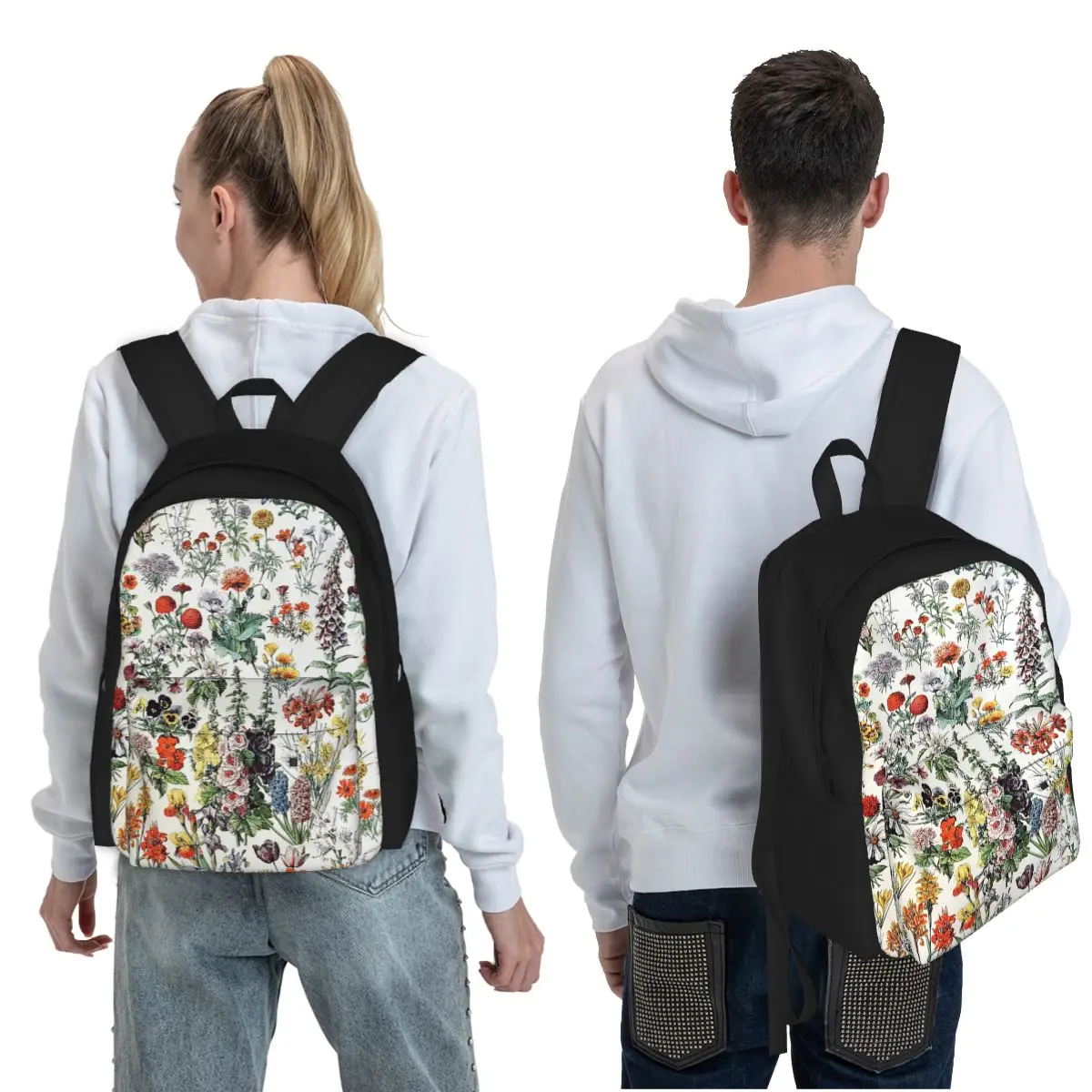 Adolphe Millot Fleurs A Flowers Student Backpack School Bag Hiking Travel Daypack for Men Women Fashion Bookbag Shoulder Bags