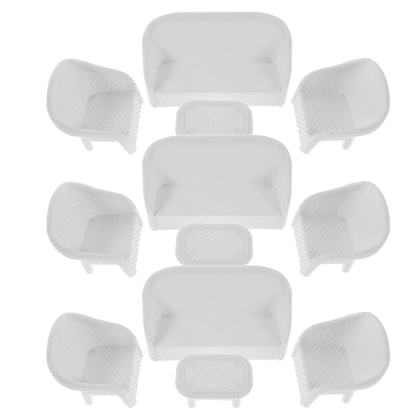 3Sets Miniature Dollhouse Furniture Plastic White Sofa Chair for Creative Pretend Play Fairy Garden Sand Table Setup