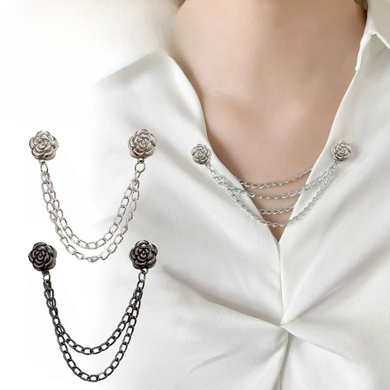 6pcs Camellia T-shirt Clothing Adjustment Buckle, Multi Functional Strong Magnetic Button Clip Needle Free Brooch Clip for Women