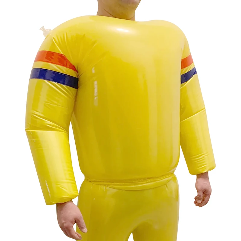 Yellow And Red Blue Sexy Inflatable Latex Shirt With Long Sleeves Rubber Clothing Top YF-0386