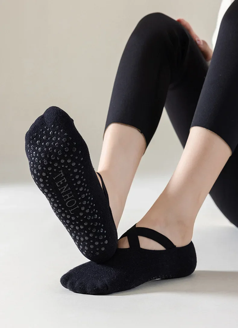 1–5 Paar rutschfeste Yoga-Socken für Damen, für Tanz, Pilates, Fitness, atmungsaktive No-Show-Socken aus Baumwolle mit Silikongriff für das Training im Innenbereich – Detail 2