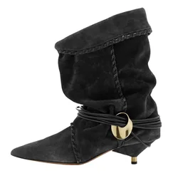 Autumn and Winter New Women's Thin Heel Short Boots Fashion Pointed Wide Tube Low Heel Wrinkled Women's 34-44 Large Ankle Boots