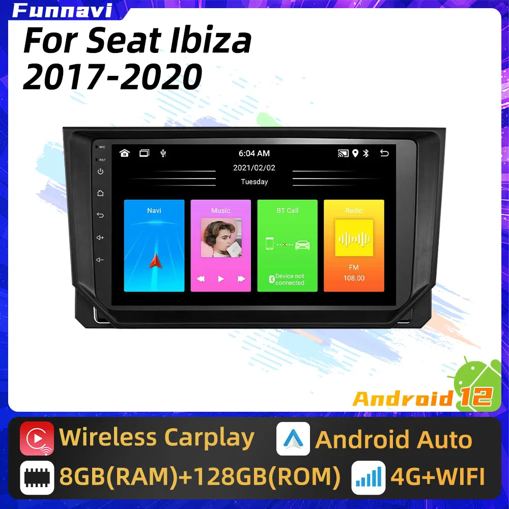 

2 Din Android Car Radio for Seat Ibiza 2017 - 2020 Screen Multimedia Auto Audio Player Navigation GPS Autoradio Carplay RDS DSP