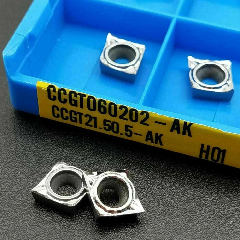 10pcs CCMT060202 CCGT060202AK H01 Carbide Aluminum Turning Inserts  Fast Cutting Speed  Easy Blade and Gasket Replacement