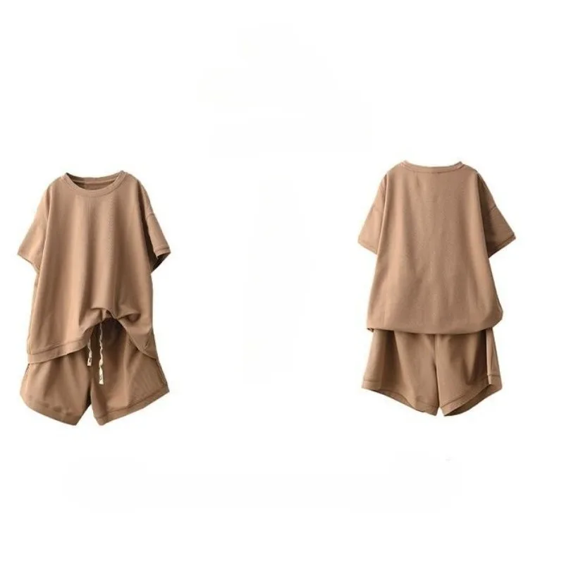 Middle-aged and Elderly Outer Wear Two-piece Set Loose Cover Meat and Thin Age Reduction Large Size Summer  Casual Fashion Suit