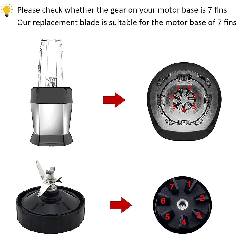 7 Fins Blender Blade Replacement Compatible for BL450 Auto IQ Pro Cups for Blender Replacement Parts