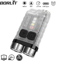 BORUiT V3 LED Keychain Portable 900LM EDC UV Flashlight Work Light Type-C Rechargeable Mini Torch with Magnet UV Pocket Lantern