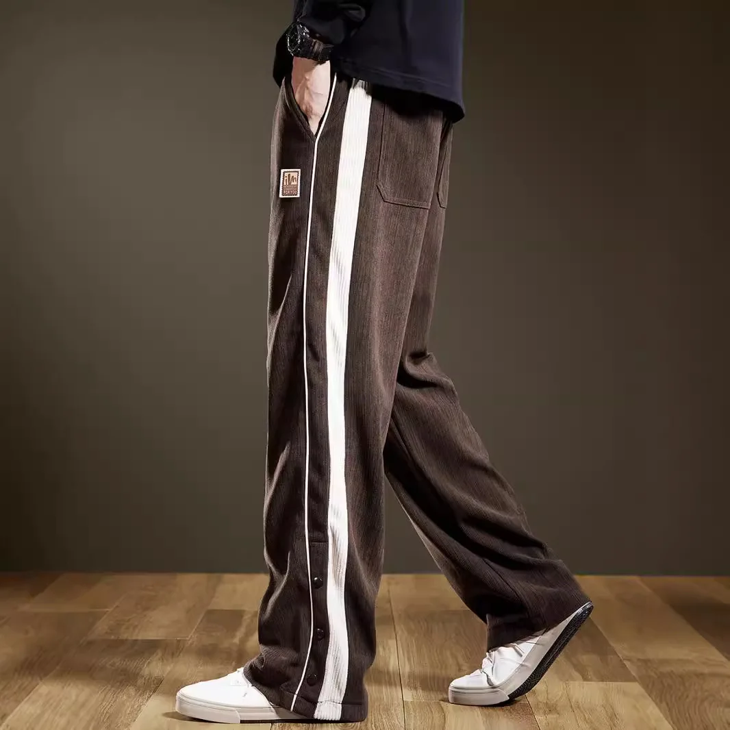 

Новые вельветовые брюки-палаццо в стиле пэчворк, осенние, свободные, в американском стиле, широкие спортивные брюки для повседневной носки, 2024