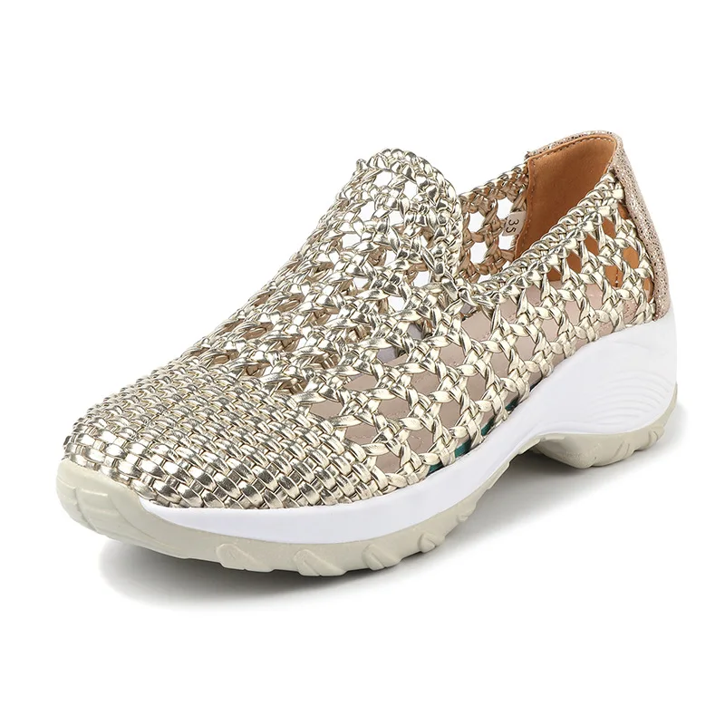 

Новые женские модные сандалии на высоком каблуке 2026 года, 6 см, летние, с ажурным плетением и овчиной, с круглым носком, большие размеры, комфортные