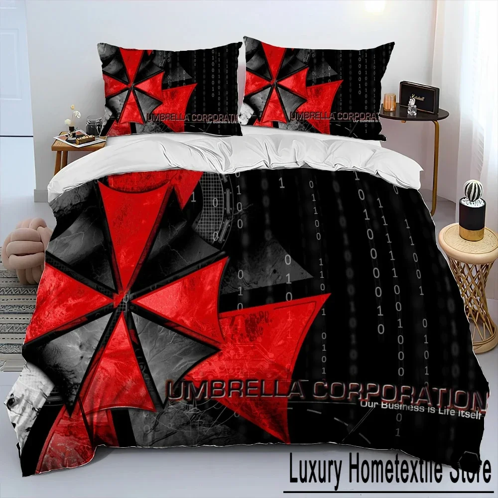 3D R-Resident Evil Games Gamer Comforter Bedding Set,Duvet Cover Bed Set Quilt Cover Pillowcase,king Queen Size Bedding Set Boys