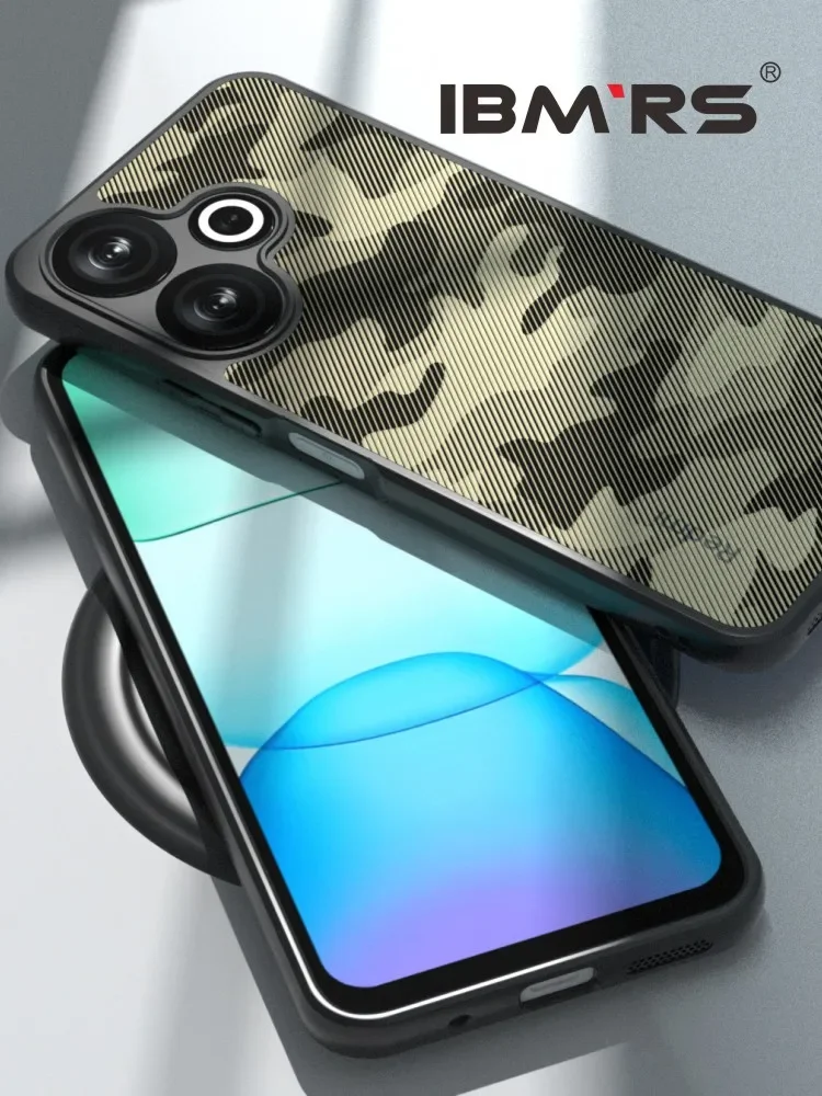 

IBMRS for Xiaomi Poco M6 4G Phone Case (TPU+PC | Camo Black),with Camera Protection Bump Clear Back Cover Case