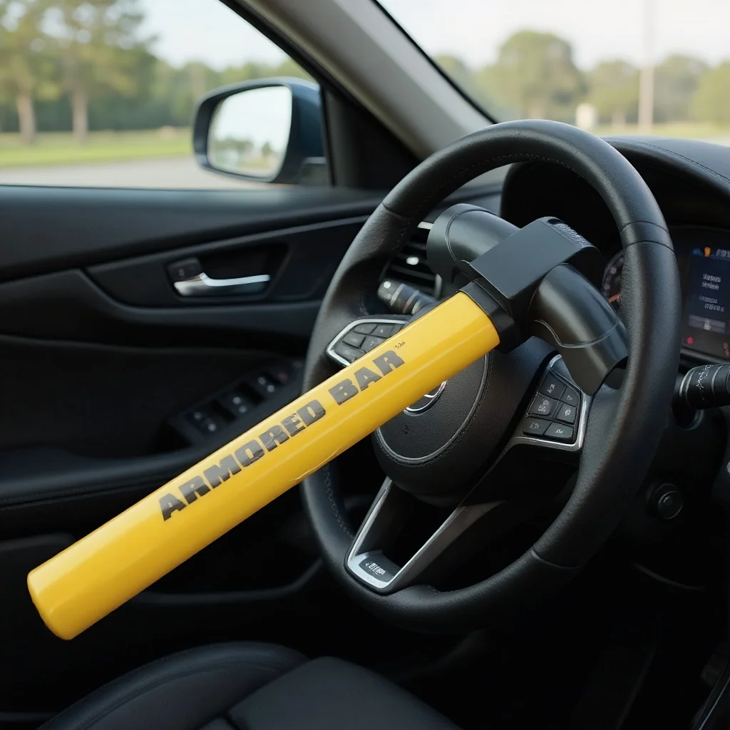 

Universal Car Steering Wheel Lock - Heavy Duty Stainless Steel Anti-Theft Security Rotary Lock