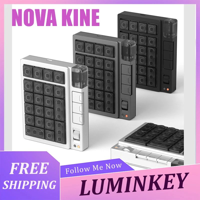 LUMINKEY NOVA KINE Numeric Keypad Mechanical Keyboard Pure Aluminum Casing Hot Swap Wireless Tri Mode Designer Keyboard Office