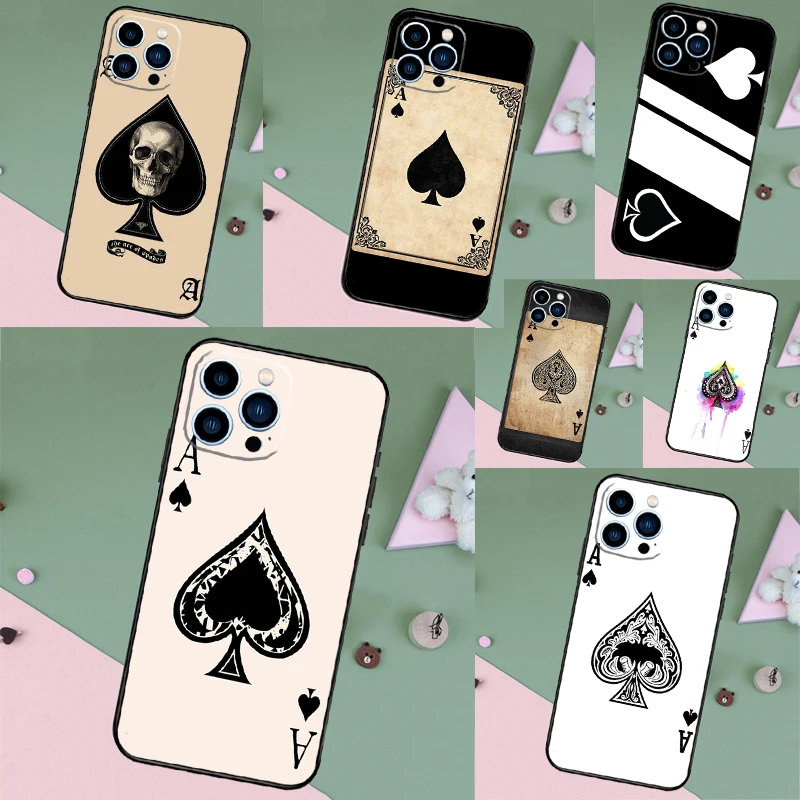 Ace of spades Poker Card Case Cover For iPhone 13 12 Mini 11 14 Pro Max XS X XR 7 8 Plus 15 16 Pro Max