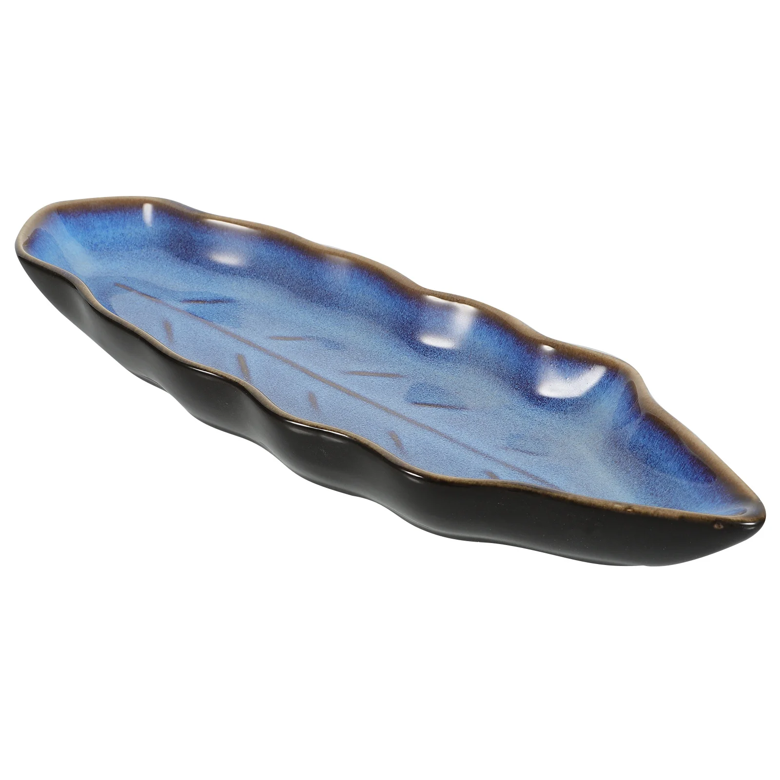 

Long Leaf Ceramic Serving Tray Smooth Surface Food Display Dish for Sushi Snacks Restaurants Hotels Leaf Shaped Plate