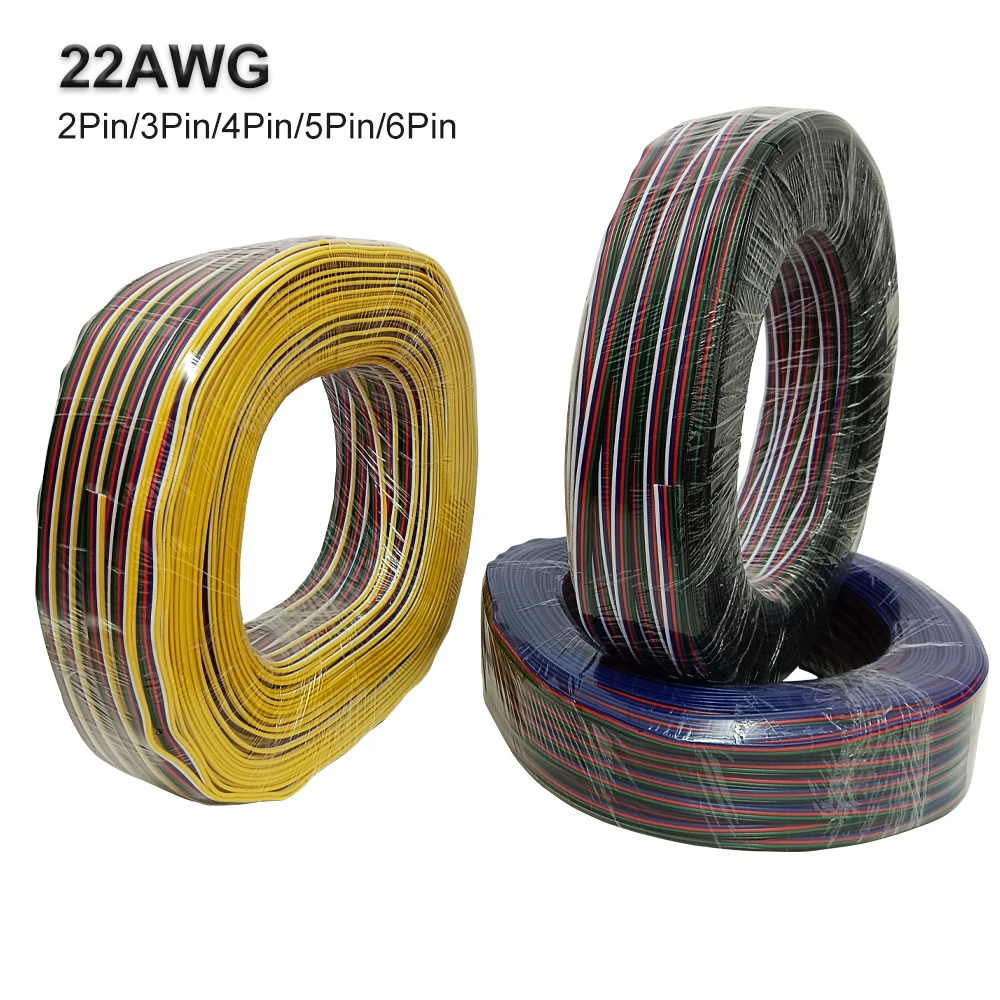 

22AWG 2Pin/3Pin/4Pin/5Pin/6Pin LED Electric Wire Cable for WS2812 WS2811 5050 2835 LED Strip Light Car Speakers Power Supply