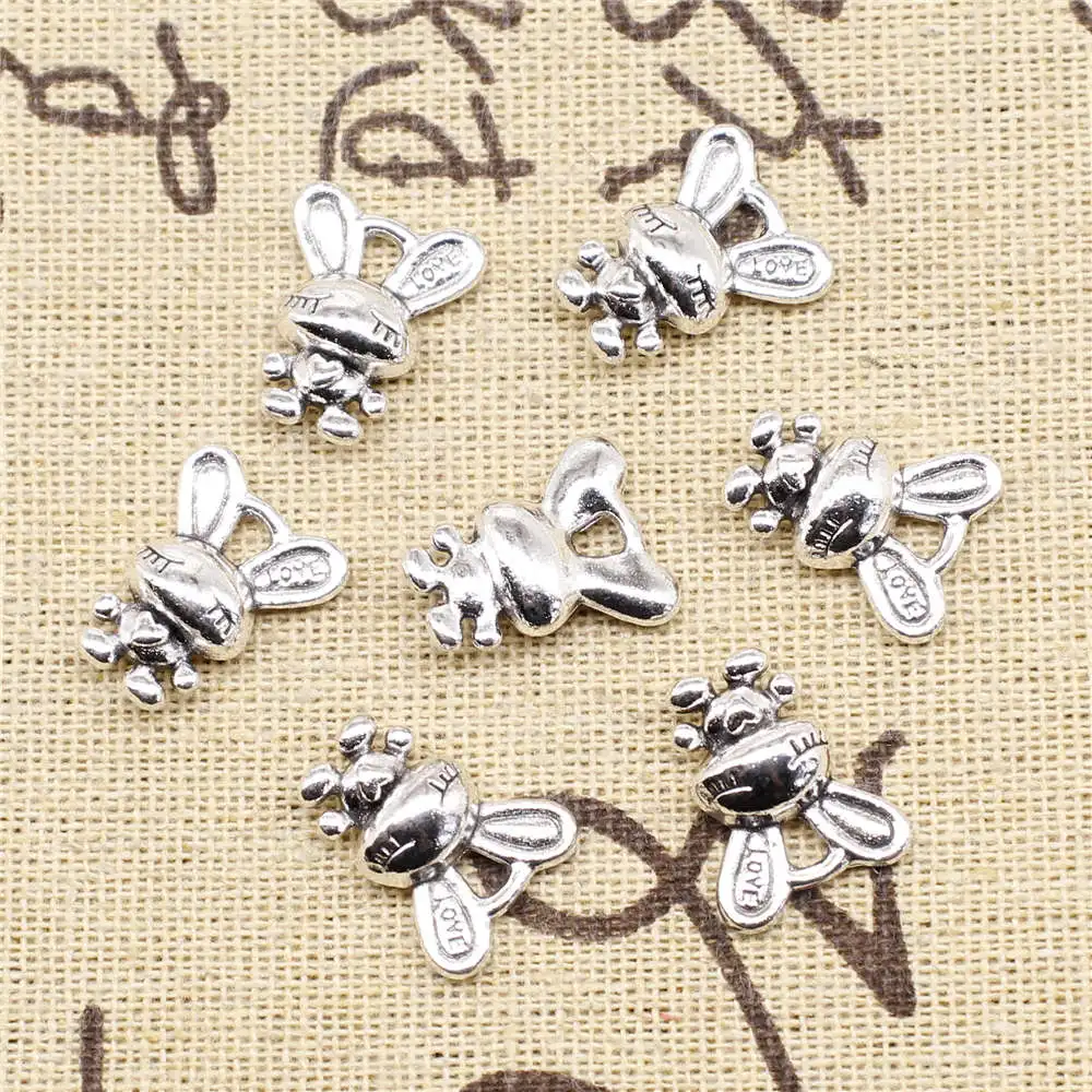 Best Friends Jewelry Children Craft Charms Rabbit Antique Silver Color Man Pendant 13x17mm 5pcs