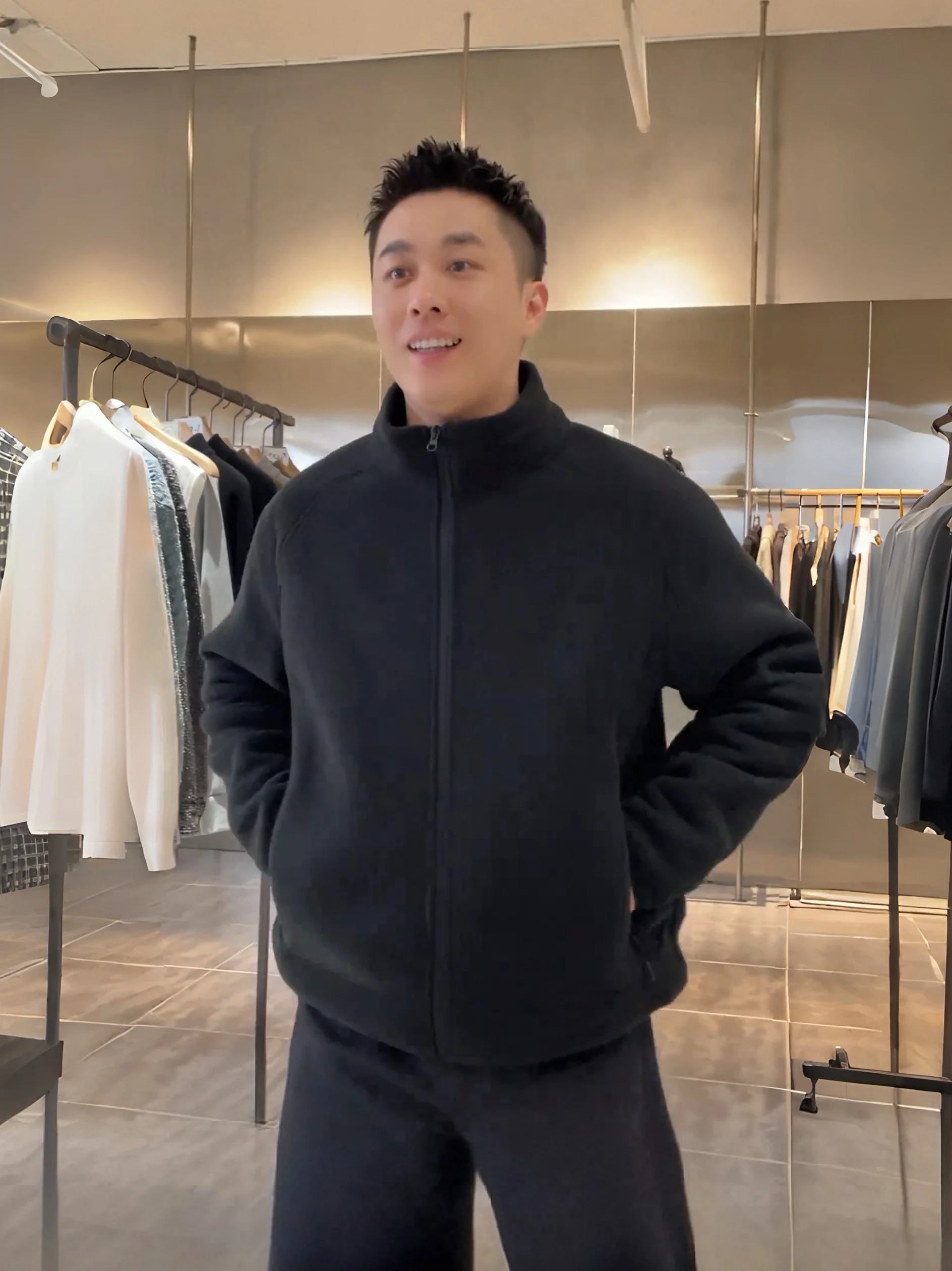 

Мужская утепленная двусторонняя флисовая куртка на молнии с воротником-стойкой для осени и зимы: модная, простая, теплая, повседневная верхняя одежда