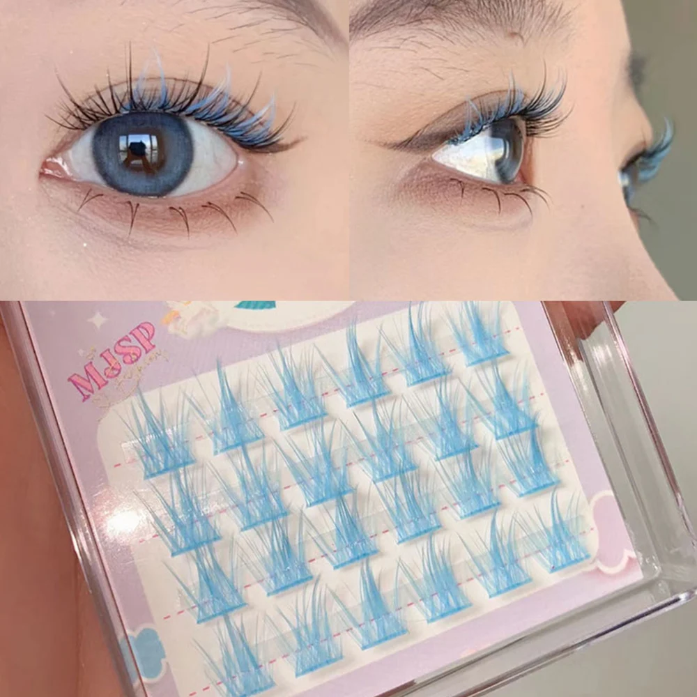 New 24 Clusters Colored 3d Eyelashes Pink/White/Blue/Purple Segmented Eyelashes DIY Makeup Eyelash Accessories For Women