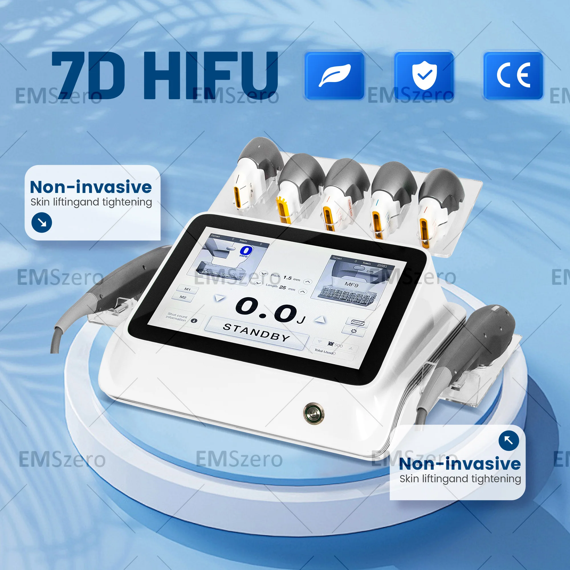 7D HIFU High Intensity Focused Ultrasound Machine Portable Face Body Anti Wrinkle Device 7 Cartridges 1.5mm to 13mm