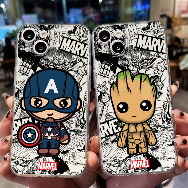 Cartoon Marvel Spiderman Groot Phone Case for Honor X8a X7b X9b 5G 90 Lite X8 X8b X9a Transparent Soft Cover Capa