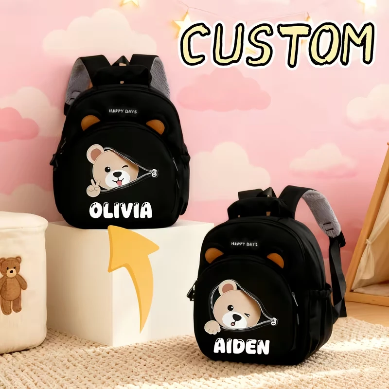 

Customizable back-to-school casual versatile large-capacity backpack with a teddy bear print, suitable for boys and girls for da