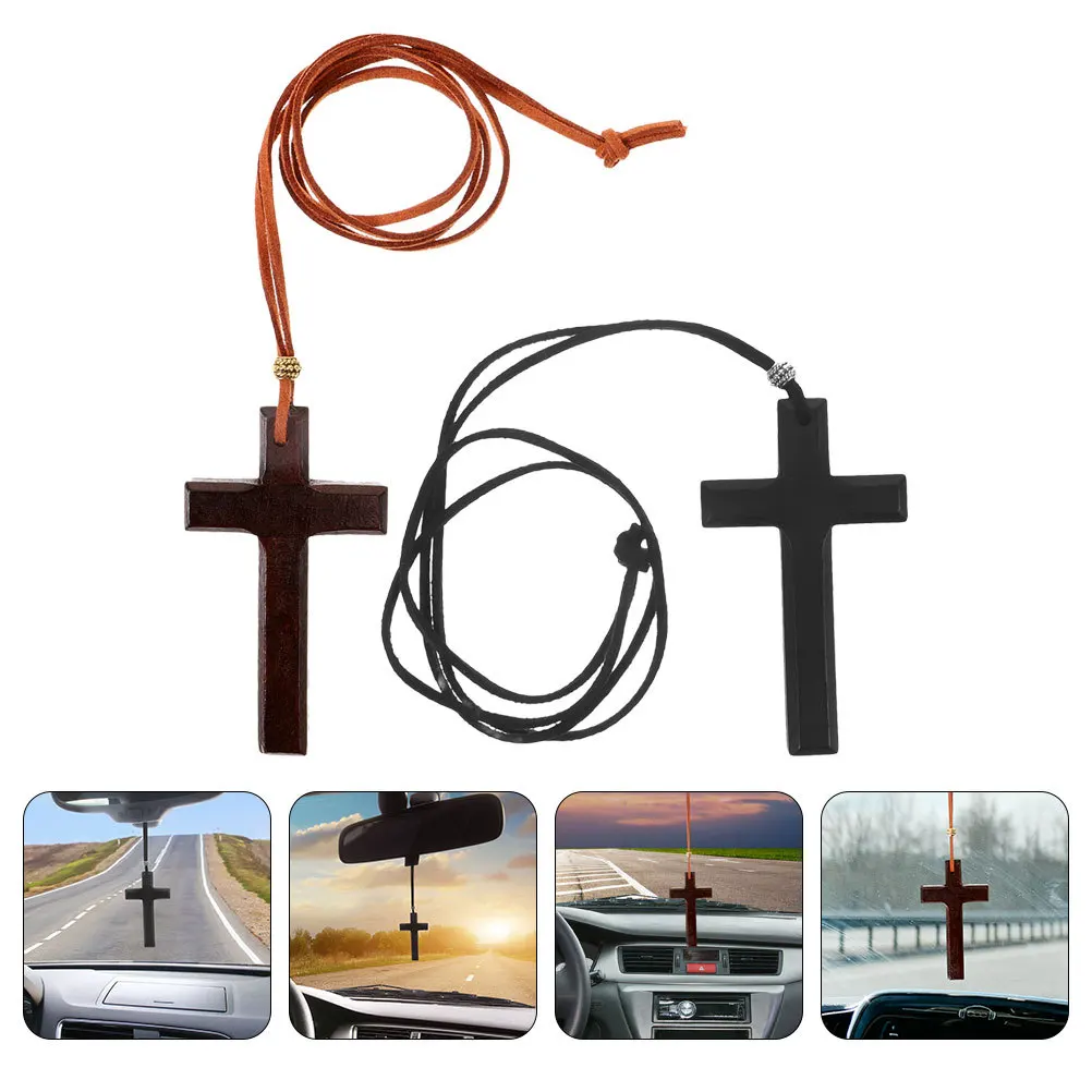 

Creative Wooden Cross Pendant Car Rearview Mirror Decor Blessing Peace Easy Install Auto Accessory Car Rearview Pendant