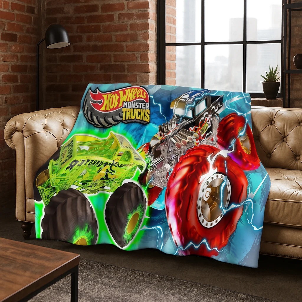 

Cartoon Hot Wheels Toy Racing Car Art Flannel Blanket,Cozy Soft Throw Blanket for Home Bedroom Bed Sofa Picnic Cover Kid Gift