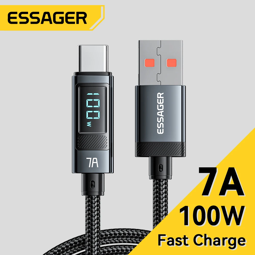 Essager 7A USB Type C Cable 100W USB C Charger Data For Realme Huawei P40 30 Pro 66W Fast Charging Wire Cord Samsung Xiaomi Poco