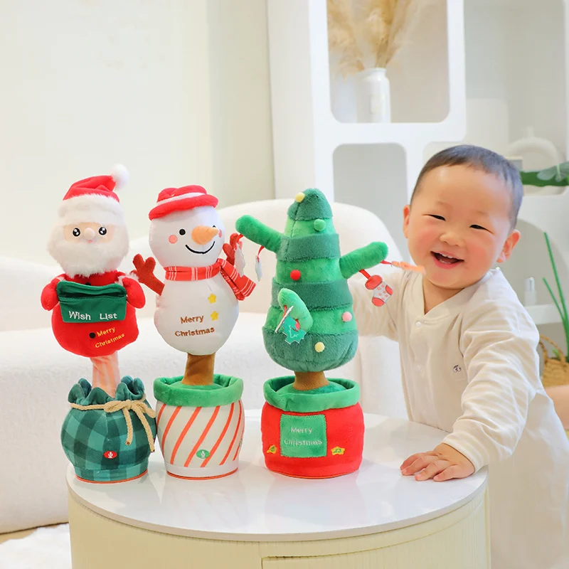 Creative Electronic Toys Christmas Series Dance Music Mimics Talking Christmas Tree Santa Snowman Stuffed Toys For Boys Girls