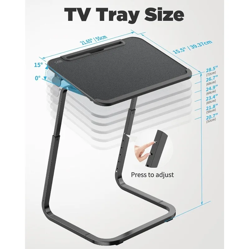 TV Tray Table - Heavy Duty Extra Large TV Tray, Upgraded TV Dinner Trays for Eating Snack Food, Tilt & Height Adjustable Tray