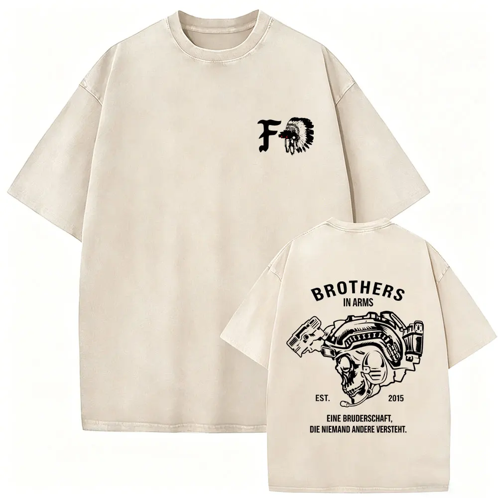 Washed Vintage Brothers in Arms Skeleton Snake Graphic T-shirt Forward Observations Group T-shirts Men Rock Oversized T Shirts