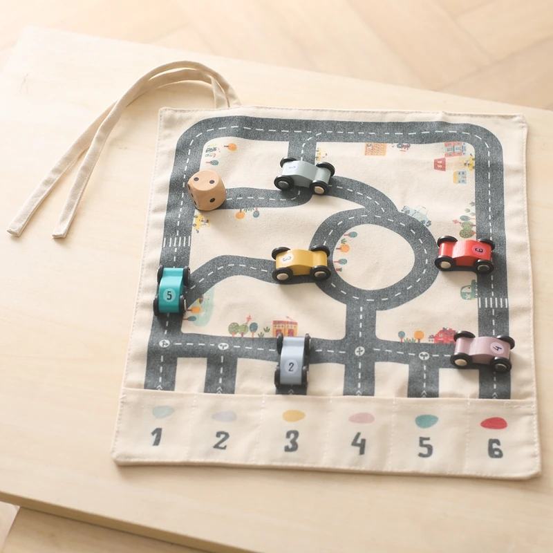 35*31cm montessori Spielzeug Baby Auto Verkehr Straßenkarte Leinwand Desktop-Matte Spiel Holzauto Eltern-Kind-Interaktion Kind Bildung Geschenk – Detail 2