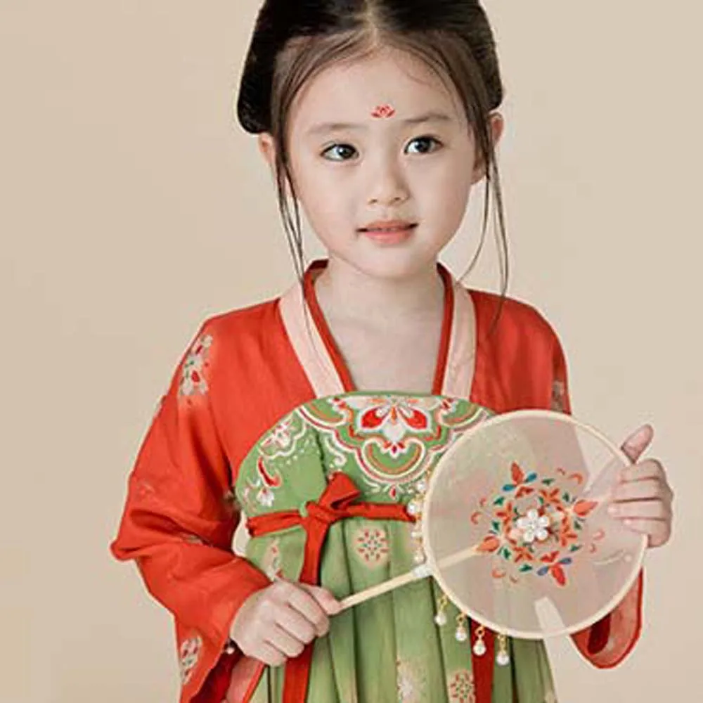 Tang-dynastie Chinese Kinderen Meisjes Hanfu Outfit Oude Cosplay Prestaties Chinese Meisjes Oude Jurk Volksdans