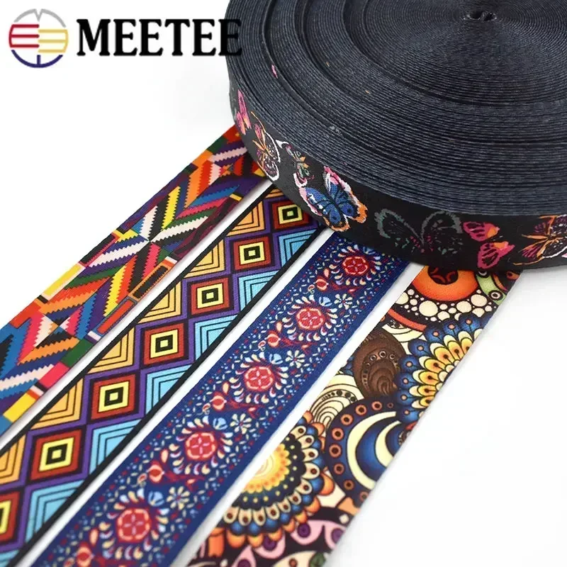 5Meters 38mm Printed Nylon Webbing Boho Bag Strap Ribbon Handbag Handle Leather Belt Bias Tape DIY Sewing Material Accessories